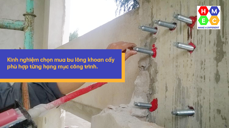 Kinh nghiệm chọn mua bu lông khoan cấy phù hợp từng hạng mục công trình