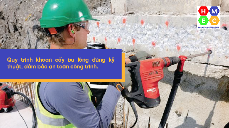 Quy trình khoan cấy bu lông đúng kỹ thuật, đảm bảo an toàn công trình